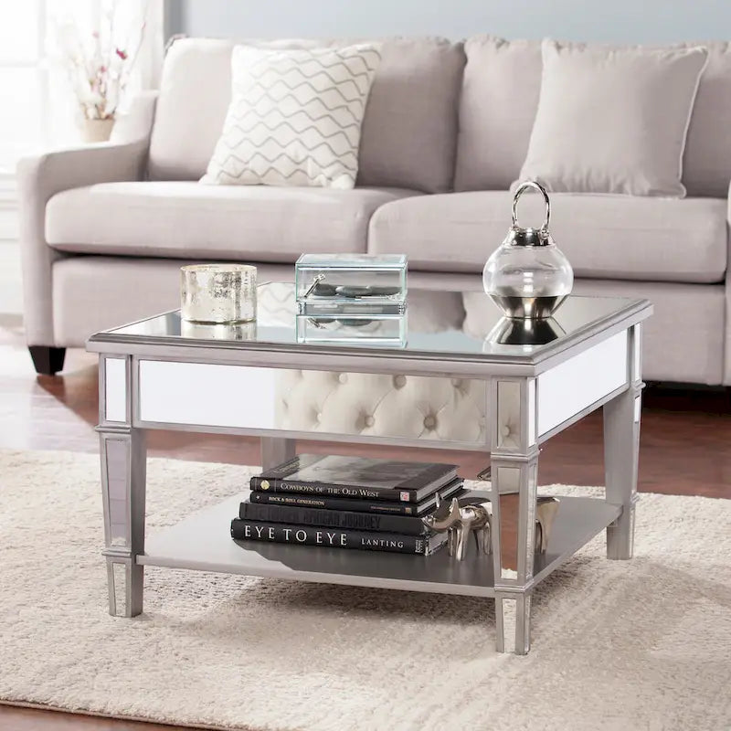 SEI Furniture Wheaton Square Coffee Table with Shelf and Mirror Finish 1