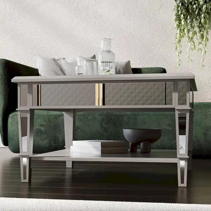 SEI Furniture Wheaton Square Coffee Table with Shelf and Mirror Finish 2