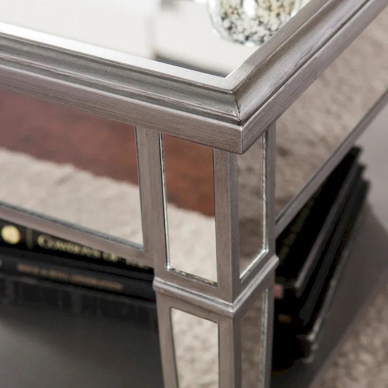 SEI Furniture Wheaton Square Coffee Table with Shelf and Mirror Finish 3