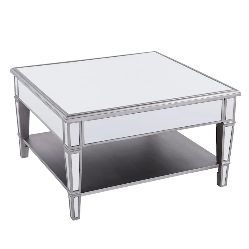 SEI Furniture Wheaton Square Coffee Table with Shelf and Mirror Finish 5