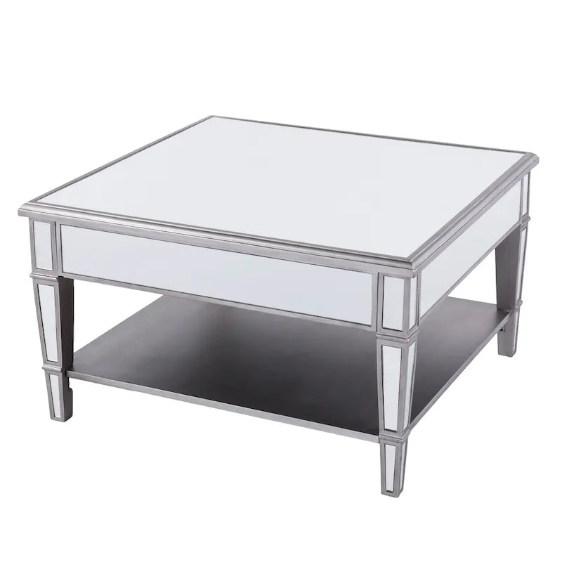 SEI Furniture Wheaton Square Coffee Table with Shelf and Mirror Finish 6