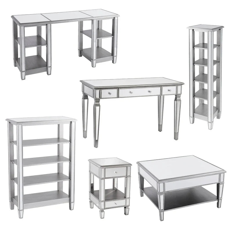 SEI Furniture Wheaton Square Coffee Table with Shelf and Mirror Finish 9