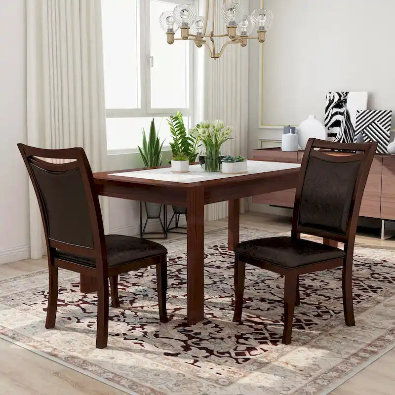 Set of 2 Zita Modern Classic Espresso Leather Dining Chairs by Furniture of America 1