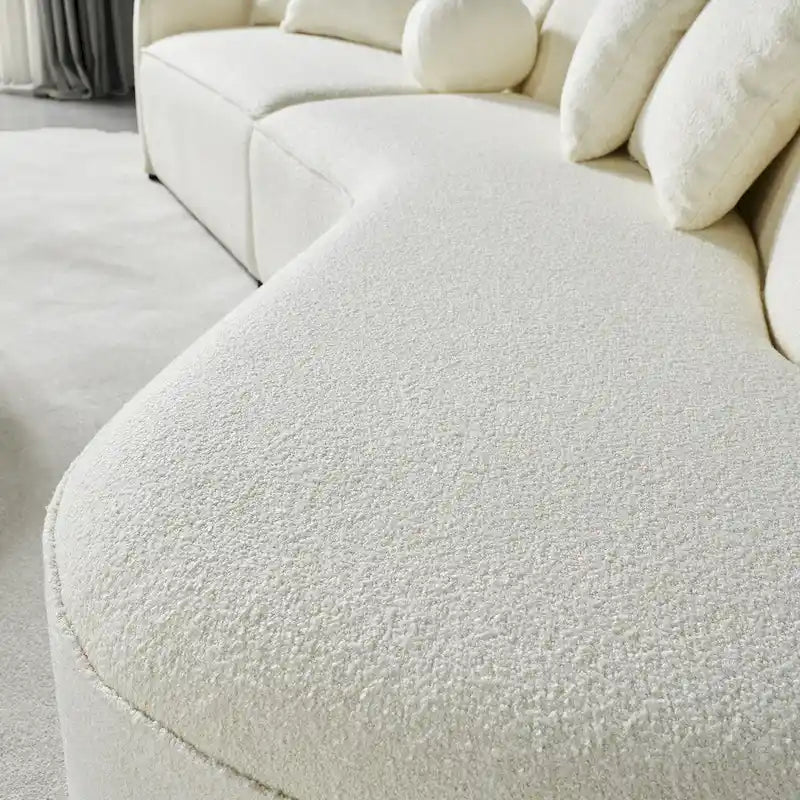 Luxury Modern Curved Sofa in White with Gallar Japandi Style Boucle Fabric 8