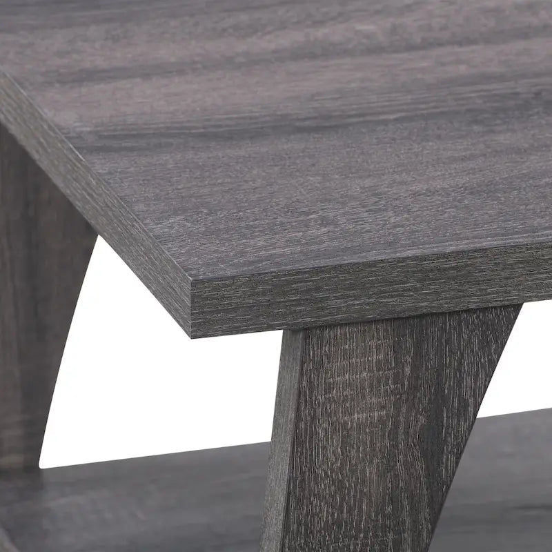 Dark Grey Hollywood Coffee Table with Storage Shelf 7