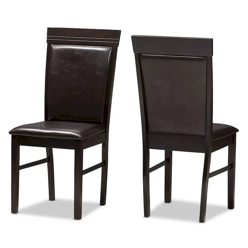 Modern Dark Brown Faux Leather Dining Chair Set by Baxton Studio 2