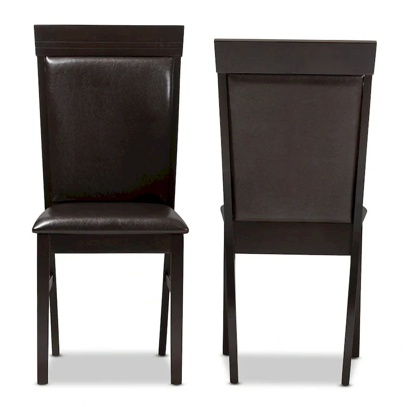 Modern Dark Brown Faux Leather Dining Chair Set by Baxton Studio 3