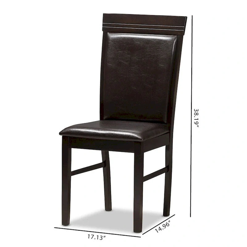 Modern Dark Brown Faux Leather Dining Chair Set by Baxton Studio 8