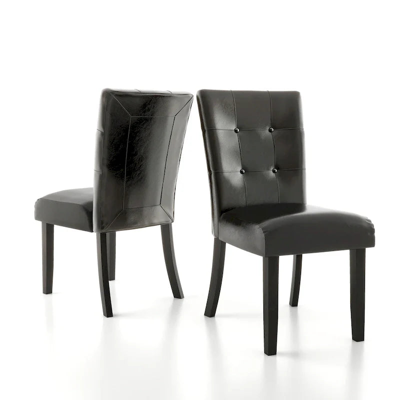 Lerc Modern Espresso Faux Leather Tufted Side Chairs by Furniture of America (Set of 2) 2