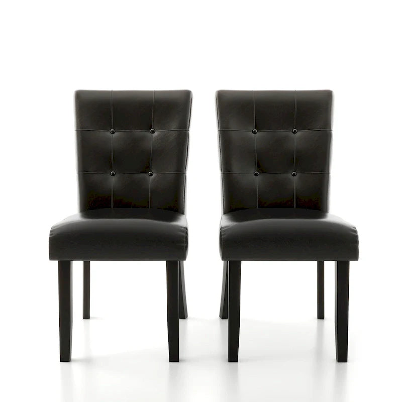 Lerc Modern Espresso Faux Leather Tufted Side Chairs by Furniture of America (Set of 2) 3