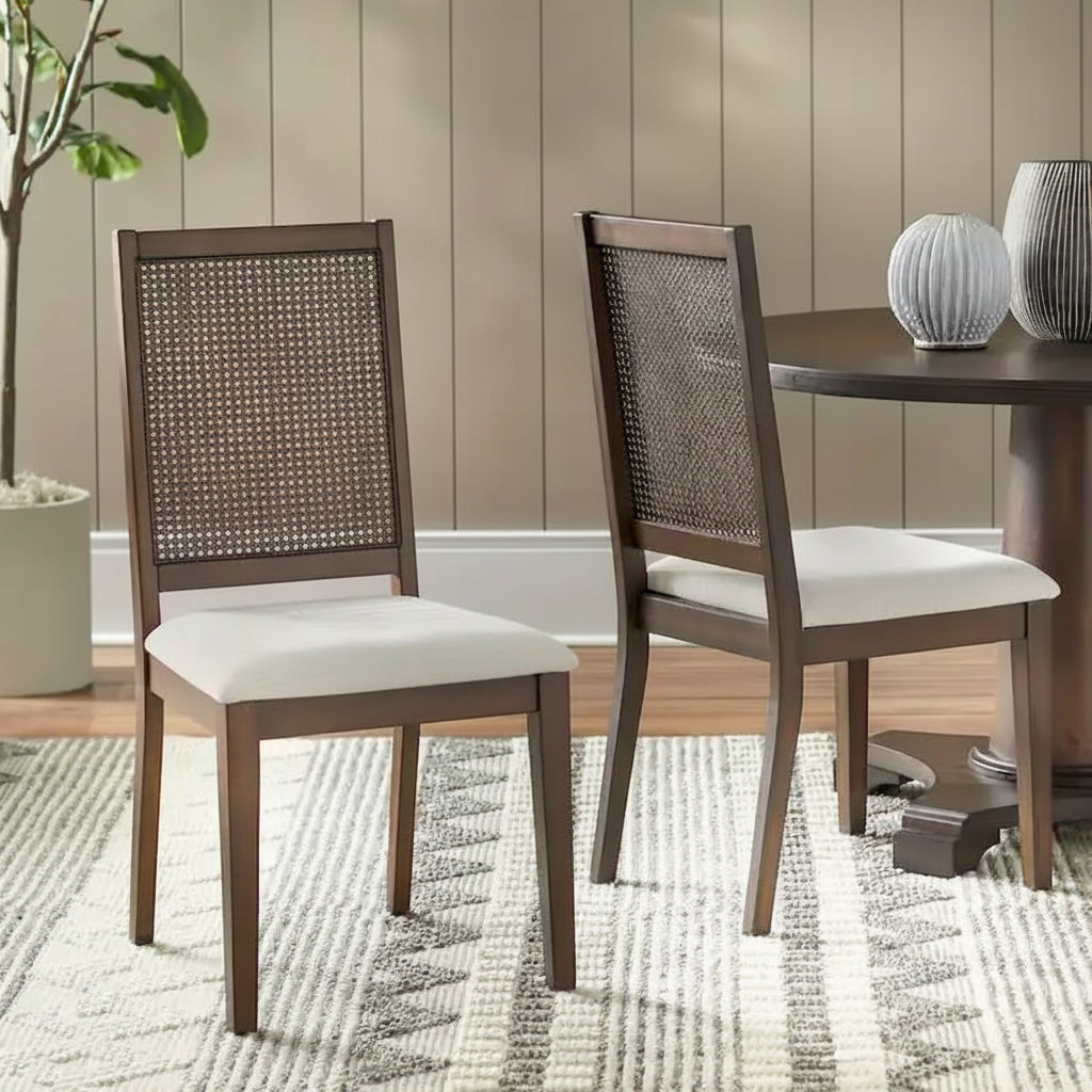 Set of 2 Westbury Solid Wood Cane Dining Chairs by Simple Living