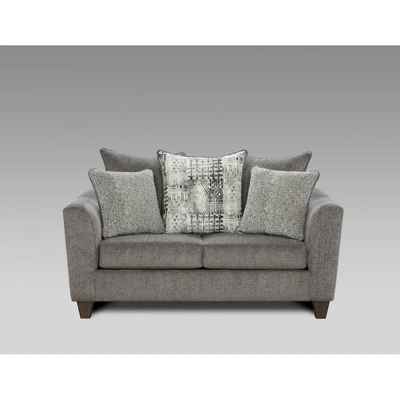 Roundhill Furniture Davoz 2-Piece Living Room Set: Sofa and Loveseat in Tori Slate 4