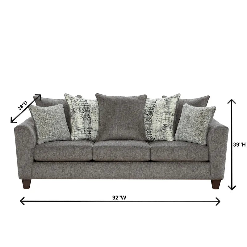 Roundhill Furniture Davoz 2-Piece Living Room Set: Sofa and Loveseat in Tori Slate 7
