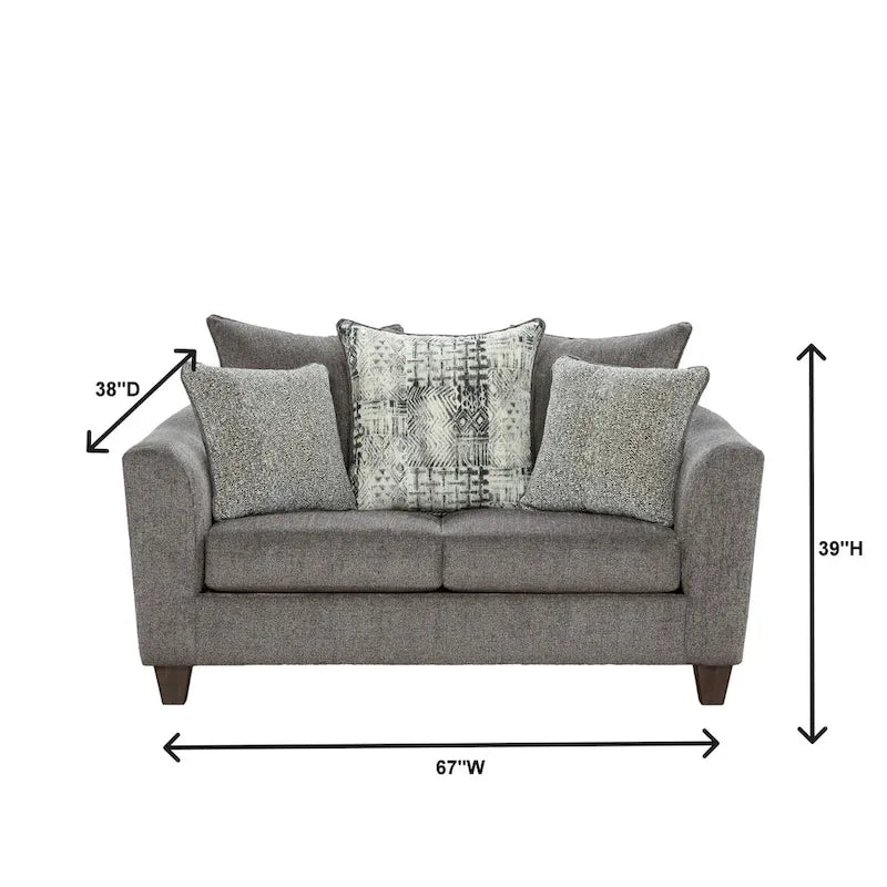Roundhill Furniture Davoz 2-Piece Living Room Set: Sofa and Loveseat in Tori Slate 8