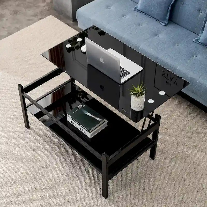Black Glass Lift-Top Coffee Table 1