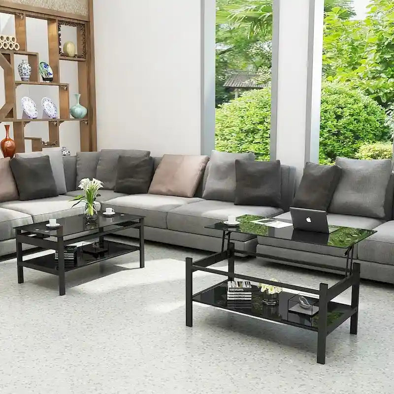 Black Glass Lift-Top Coffee Table 3