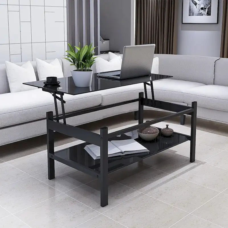 Black Glass Lift-Top Coffee Table 4