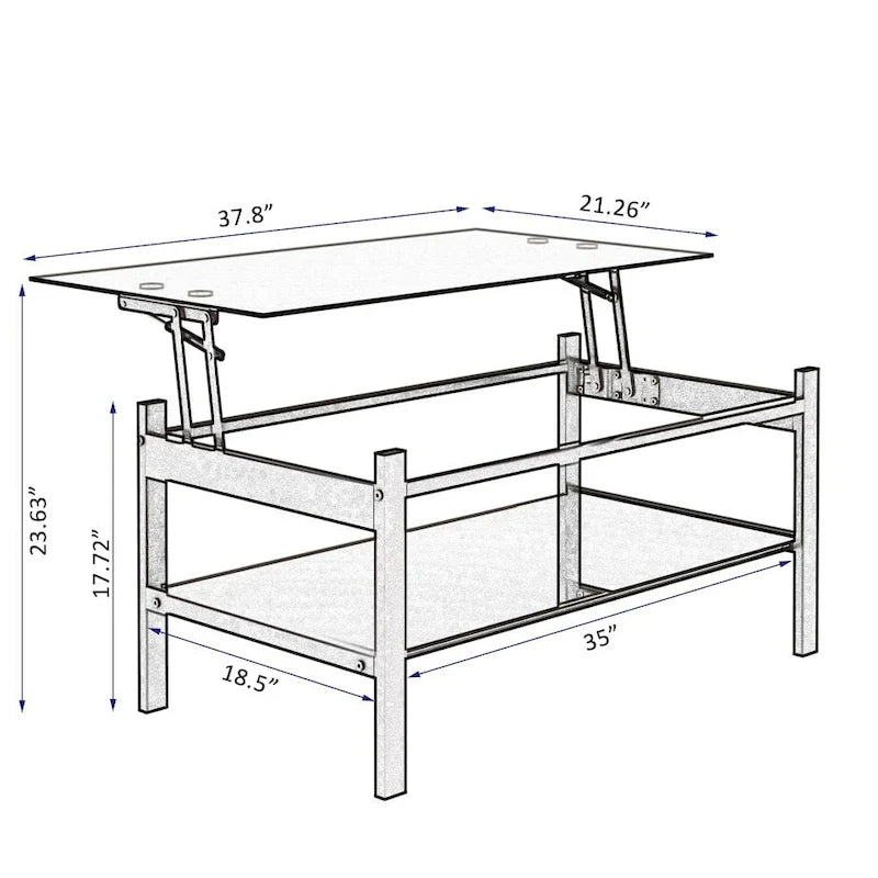 Black Glass Lift-Top Coffee Table 7