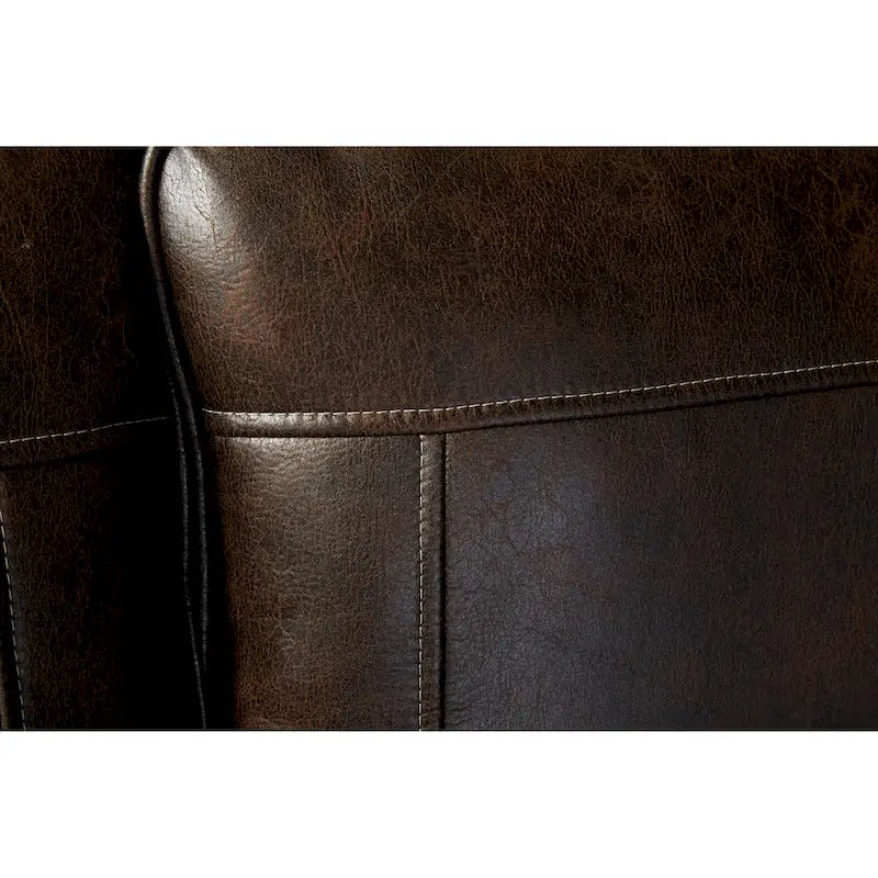 Roundhill Furniture Leinster Espresso Fabric Upholstered Sofa and Loveseat Set with Nailhead Trim 8