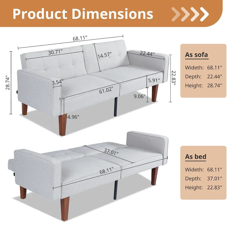 Convertible Memory Foam Futon Sofa Bed - Foldable Daybed Loveseat Sleeper 4