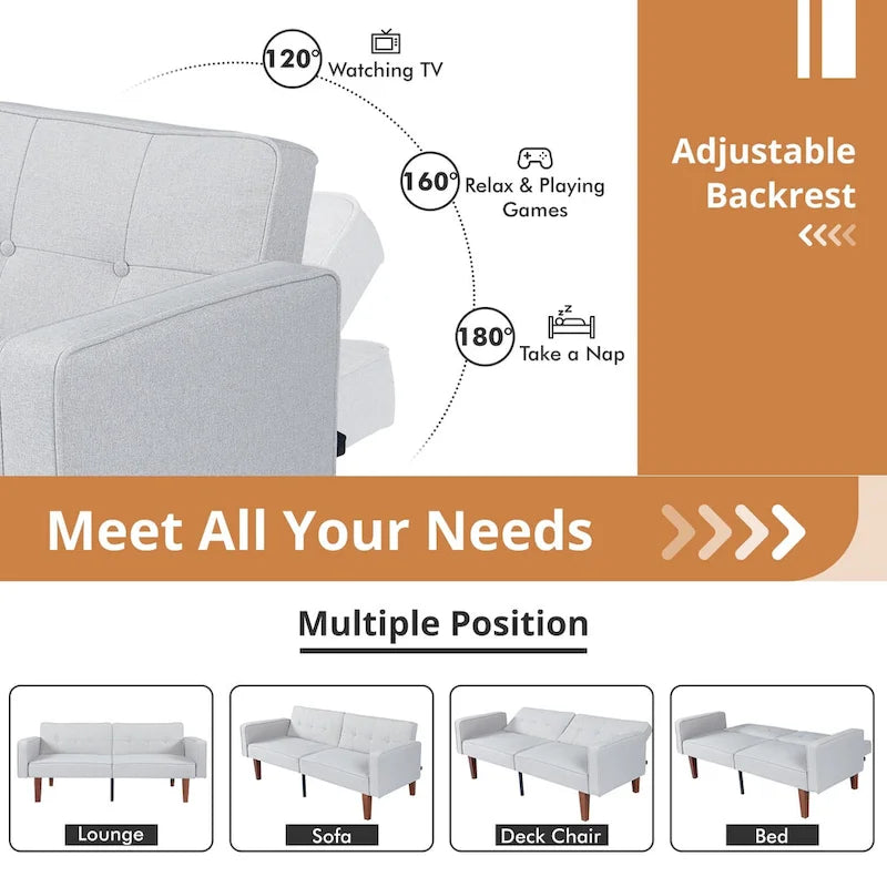 Convertible Memory Foam Futon Sofa Bed - Foldable Daybed Loveseat Sleeper 5