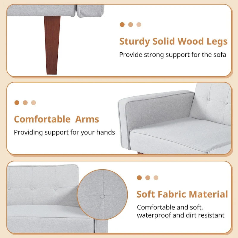 Convertible Memory Foam Futon Sofa Bed - Foldable Daybed Loveseat Sleeper 6