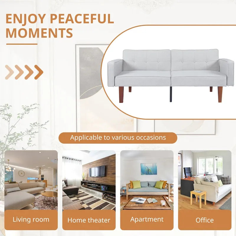 Convertible Memory Foam Futon Sofa Bed - Foldable Daybed Loveseat Sleeper 7