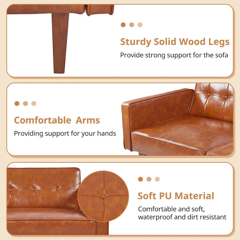 Convertible Memory Foam Futon Sofa Bed - Foldable Daybed Loveseat Sleeper 13