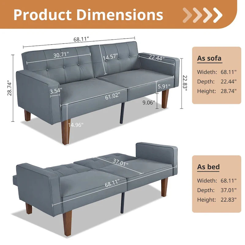 Convertible Memory Foam Futon Sofa Bed - Foldable Daybed Loveseat Sleeper 18