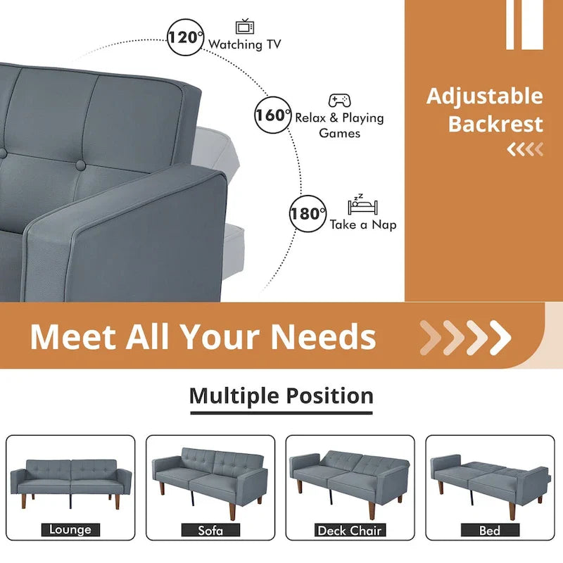 Convertible Memory Foam Futon Sofa Bed - Foldable Daybed Loveseat Sleeper 19