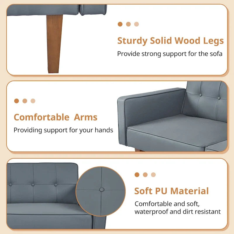 Convertible Memory Foam Futon Sofa Bed - Foldable Daybed Loveseat Sleeper 20