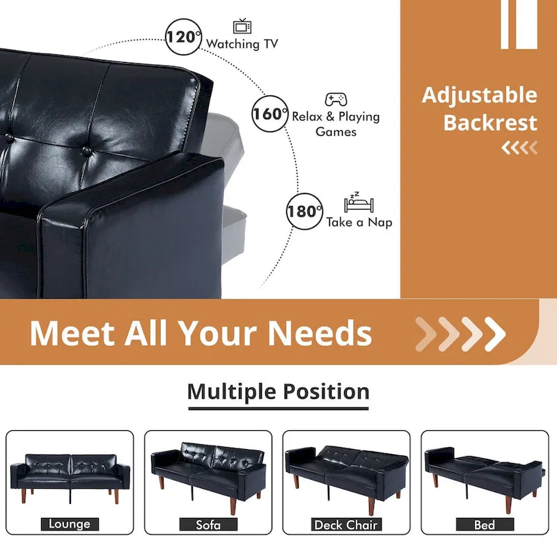 Convertible Memory Foam Futon Sofa Bed - Foldable Daybed Loveseat Sleeper 26