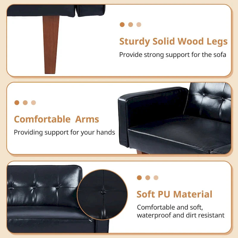 Convertible Memory Foam Futon Sofa Bed - Foldable Daybed Loveseat Sleeper 27