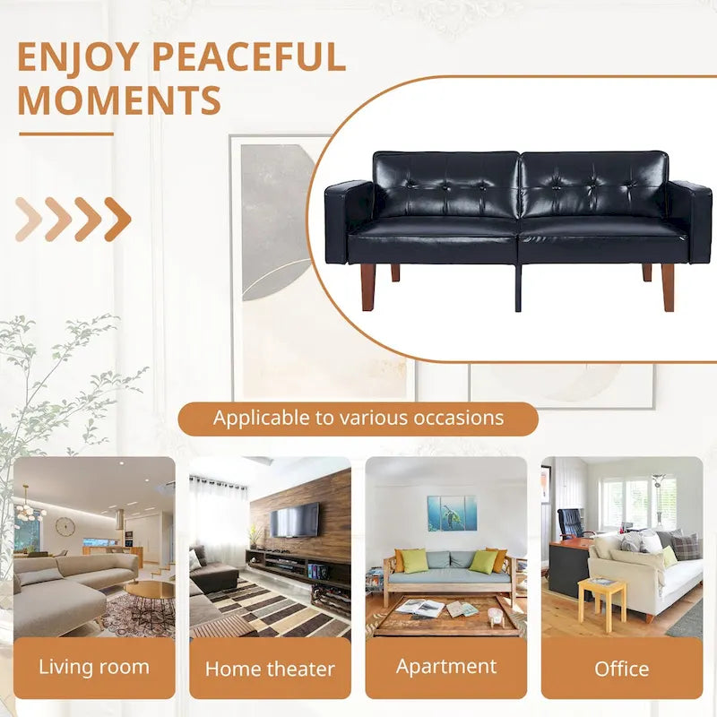 Convertible Memory Foam Futon Sofa Bed - Foldable Daybed Loveseat Sleeper 28