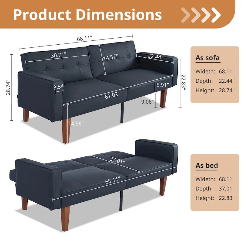 Convertible Memory Foam Futon Sofa Bed - Foldable Daybed Loveseat Sleeper 32