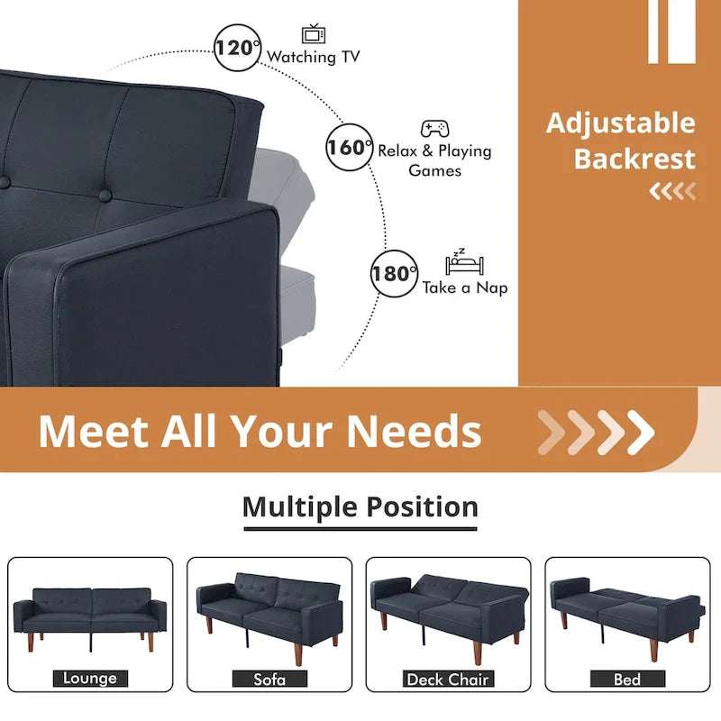 Convertible Memory Foam Futon Sofa Bed - Foldable Daybed Loveseat Sleeper 33