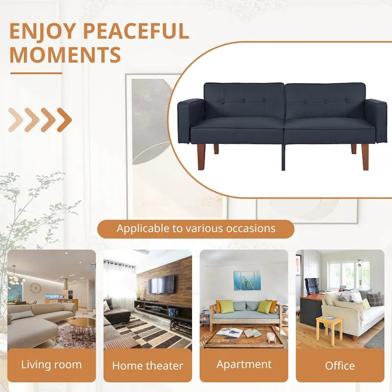 Convertible Memory Foam Futon Sofa Bed - Foldable Daybed Loveseat Sleeper 35