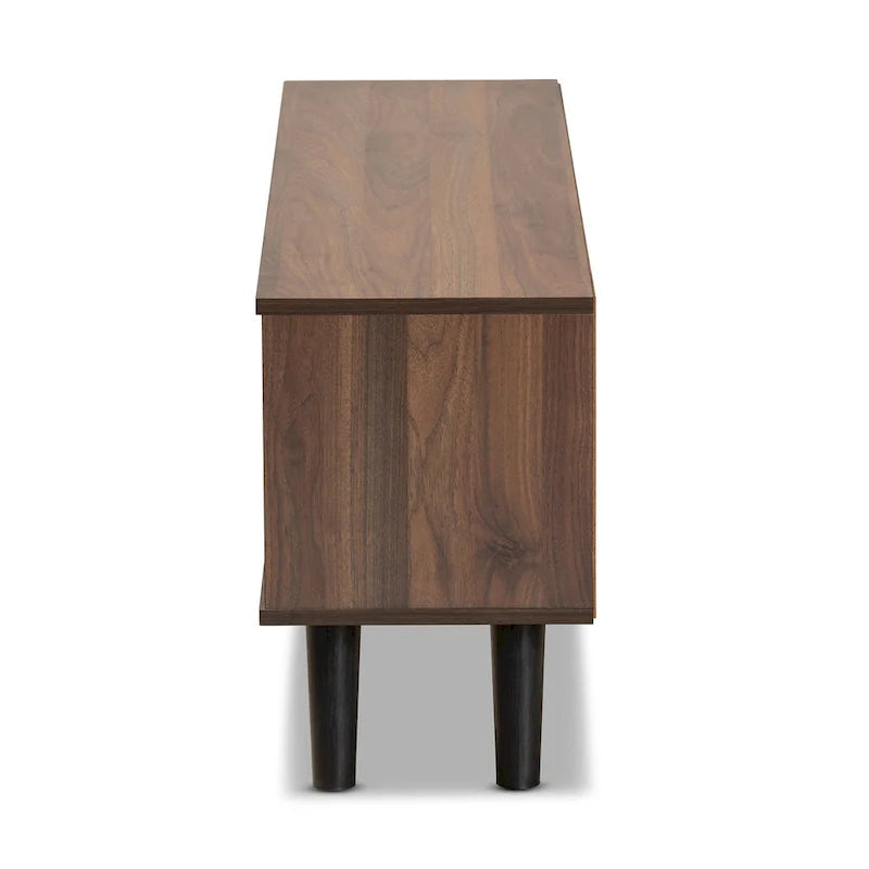 Two-Tone Walnut Brown and Grey Wood TV Stand - Mallory Collection 5