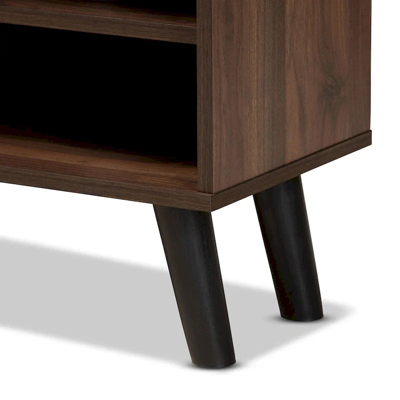 Two-Tone Walnut Brown and Grey Wood TV Stand - Mallory Collection 6
