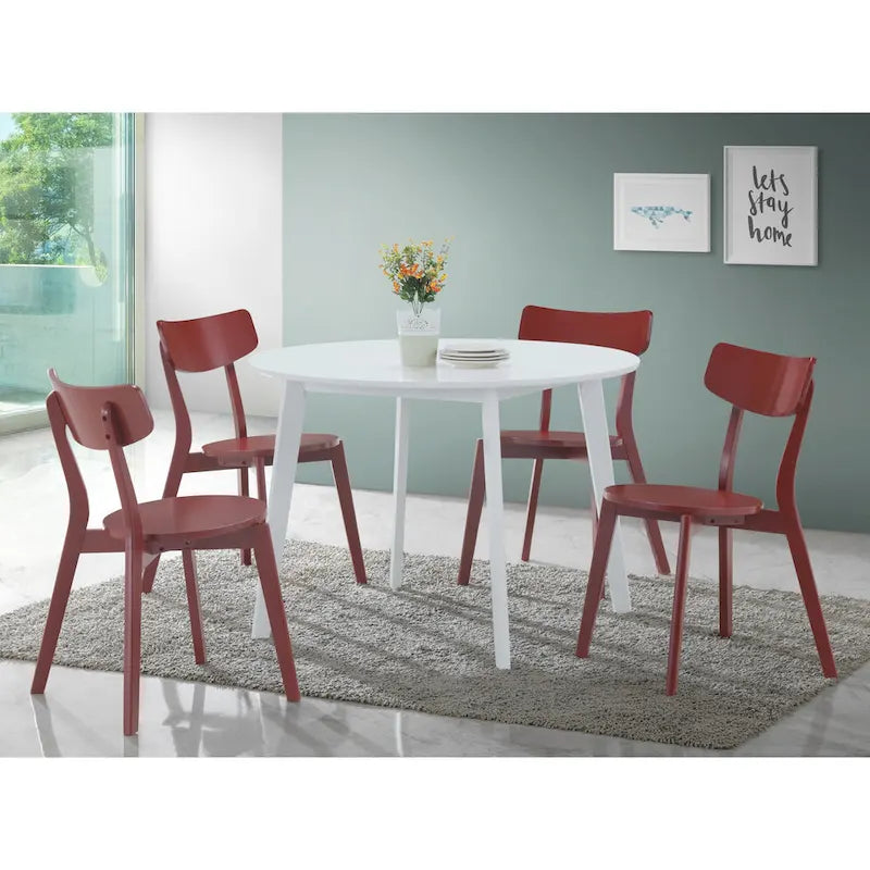Roundhill Furniture Roma Modern White Round Dining Table 5