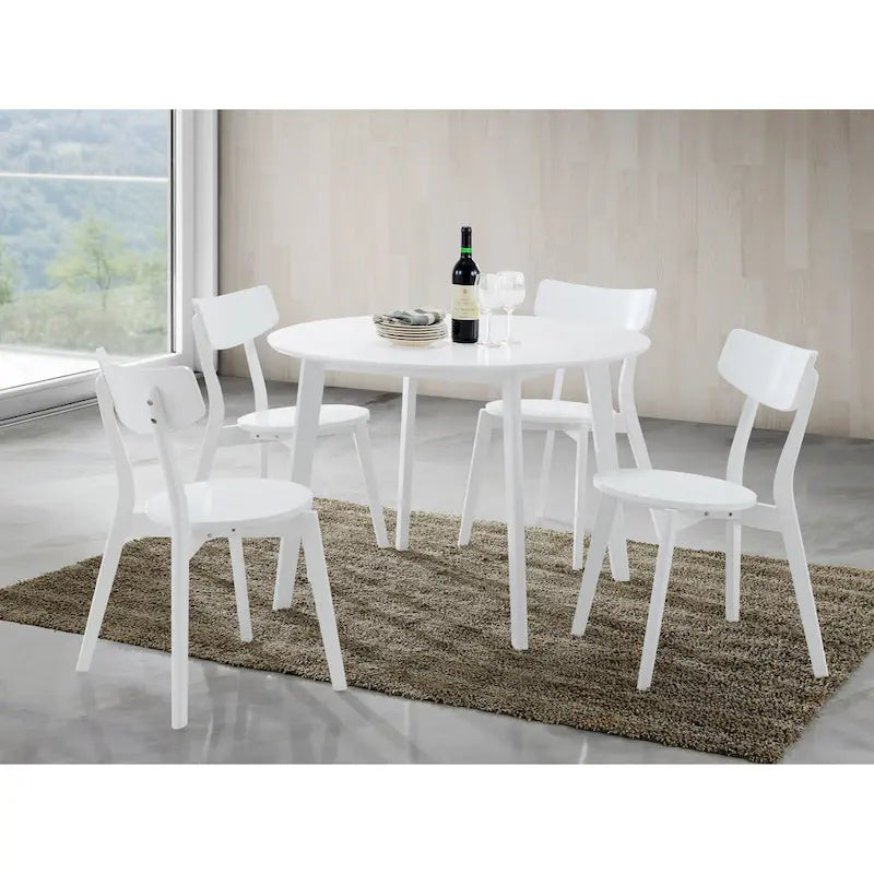 Roundhill Furniture Roma Modern White Round Dining Table 6