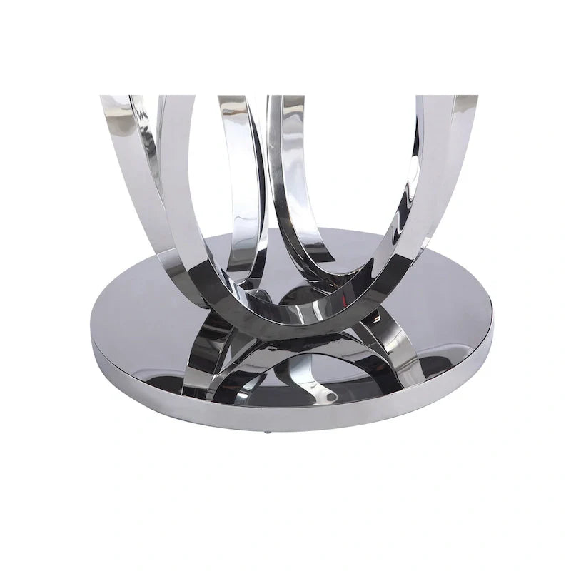 Somette Ema Round Dining Table with Glass Top and Steel Base 4