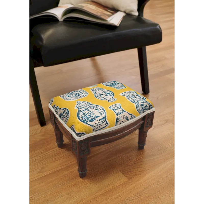 Blue and Yellow Ginger Jar Ottoman 1
