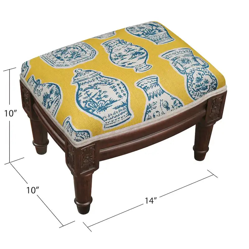 Blue and Yellow Ginger Jar Ottoman 2