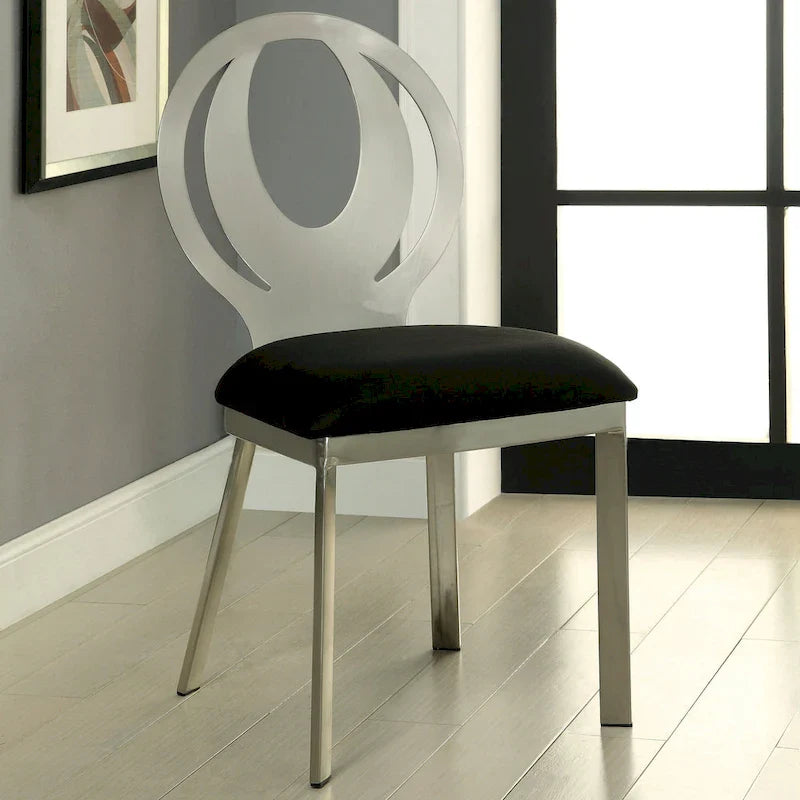 Heer Contemporary Black Steel U-Shaped Pedestal 7-Piece Dining Set by Furniture of America 5