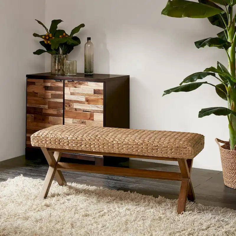 INK+IVY Seadrift Handcrafted Water Hyacinth Accent Bench 1