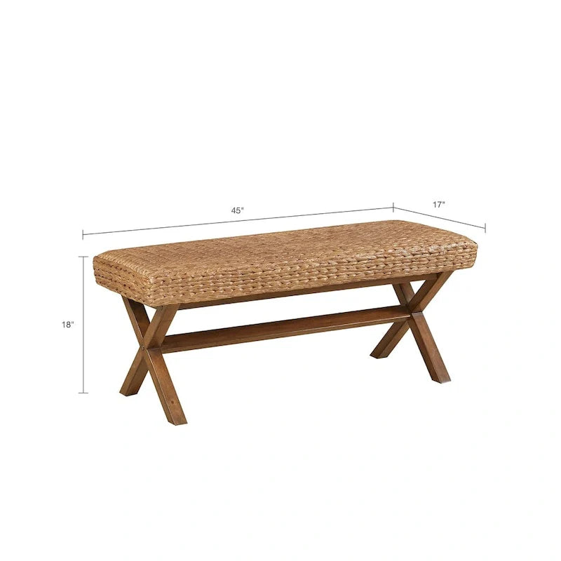 INK+IVY Seadrift Handcrafted Water Hyacinth Accent Bench 8