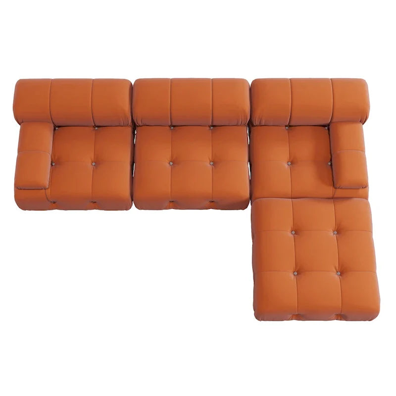 Contemporary Large Modular Sectional Sofa in Orange Velvet 7