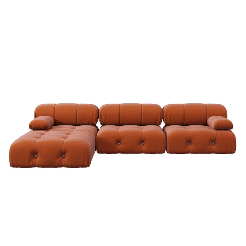 Contemporary Large Modular Sectional Sofa in Orange Velvet 10