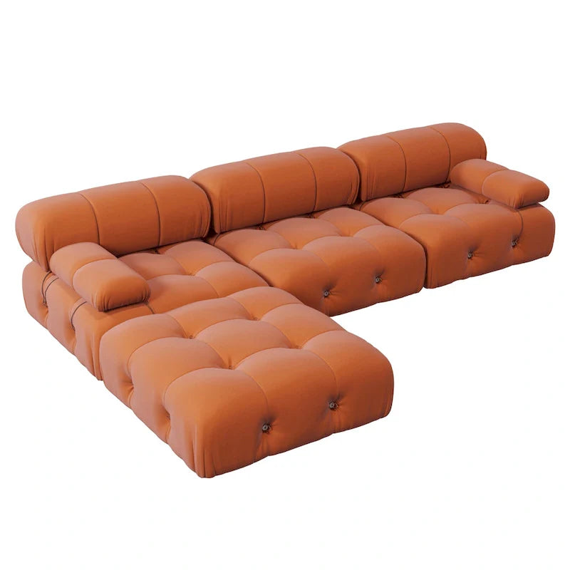 Contemporary Large Modular Sectional Sofa in Orange Velvet 11